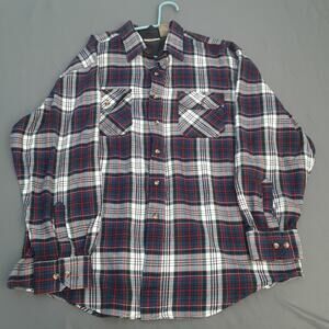 Vintage Northwest Blue Shirt Mens XL Blue Red White Plaid Acrylic Flannel Casual